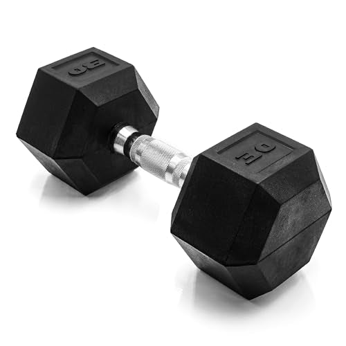 CAP Barbell Coated Hex Dumbbell Weight - Single | 10-120 lbs | Multiple Options - size: 30 lb, style: Chrome Handle