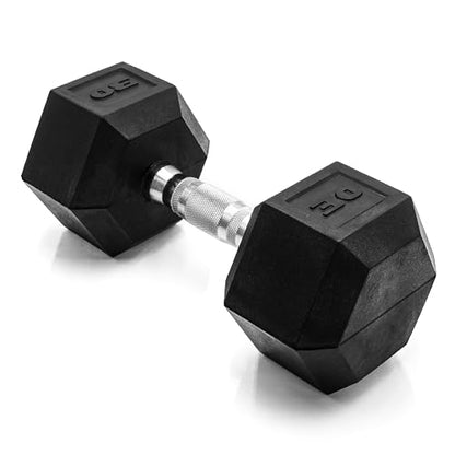 CAP Barbell Coated Hex Dumbbell Weight - Single | 10-120 lbs | Multiple Options - size: 30 lb, style: Chrome Handle