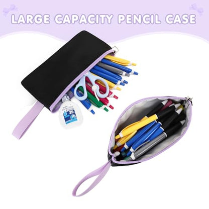 GeeWin Girls Backpack for School with Lunch Box & Pencil Case Set, 17 Inch Waterproof Cute Bow Girls Bookbag for Kids, Teens, Elementary Middle High College School Student (Black/Purple) - color: Black Purple