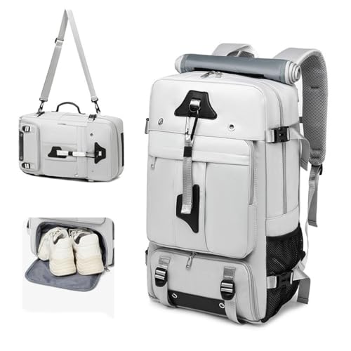 Travel Backpack with Shoe Compartment for Men, Water-resistant Large Luggage Weekender Bag Daypack for Sports 30L - color: Gray