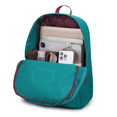 Montana West Backpack for Women Men 2 PCS Lightweight College Bookbags Casual Daypack Backpacks for Commute & Travel - color: Black & Turquoise