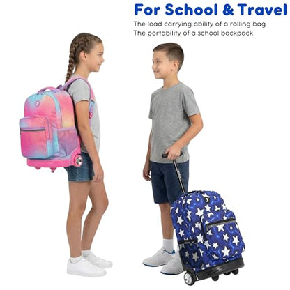 J World Sunrise Kids Rolling Backpack with Wheels for Girls Boys, Roller Bookbag for School, 18 x 13 x 9 Inches, Panda - color: Panda