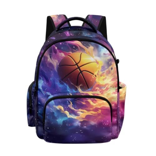 Suobstales Basketball Cloud Print Kids Backpack for School Girls Boys Heavy Duty Backpack Student Bookbag Schoolbag Shoulder Bags College Travel Lightweight Book Bag with Zipper Pocket - color: Basketball Cloud