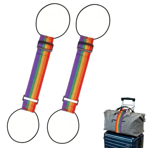 2 Pcs Luggage Straps for Suitcases, Multi Use Strong Adjustable Luggage, Connector Straps for Suitcases, Flexible Luggage Accessories Elastic Fastening Bag Strap, Waterproof, Bungee Straps (Colorful) - color: colorful