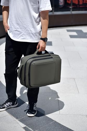17/15.6" Business laptop backpack, PU Travel backpack,carry on backpack, Expandable laptop backpack Women Men,college backpack (02#updated, Green) - color: 02#green, style: 02#updated