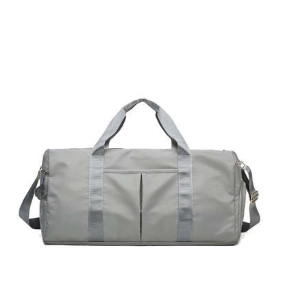 Gym Duffle Bag for Men Women, Waterproof Weekender Overnight Bag with Shoe Compartment and Wet Pocket for Swimming Yoga Travel (Grey) - color: Grey