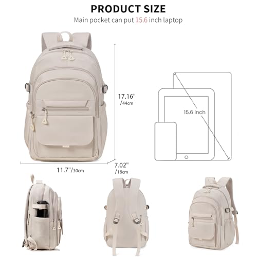 GAEKEAO Travel Backpack for Women Men,15.6 Inch Laptop Backpack Lightweight Casual Daypack Cute Bookbags for Work College Beige - color: A01 Beige