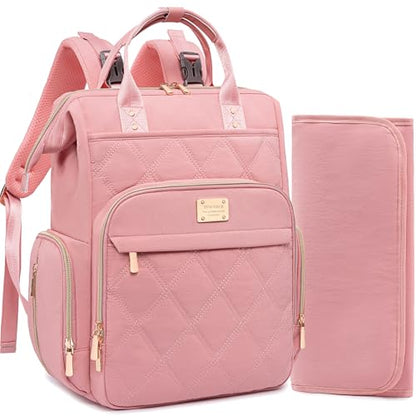 Weitars Diaper Bag Backpack Travel Diaper Backpack, Large Baby Diaper Bag with Changing Pad Baby Bag for Boys Girls, Insulated Pockets, Waterproof Baby Backpack for Mom & Maternity (Pink) - color: Pink