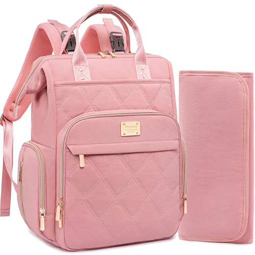 Weitars Diaper Bag Backpack Travel Diaper Backpack, Large Baby Diaper Bag with Changing Pad Baby Bag for Boys Girls, Insulated Pockets, Waterproof Baby Backpack for Mom & Maternity (Pink) - color: Pink