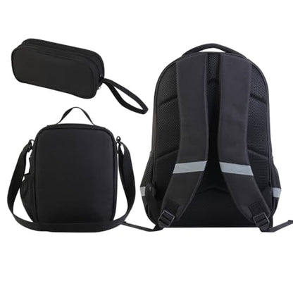 ZRENTAO 3 Pcs Kids Backpack, 3D Reflective Cartoon, 600D Polyester & Dual Zippers, 17" Bookbag with Ergonomic Design for boys & girls age 6-18, Headphone Space Style for school Children Kids - color: 08#headphonesset