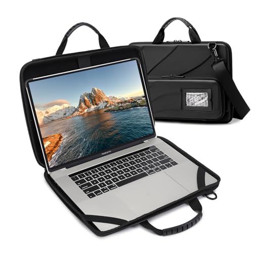 Laptop Case Hard Shell Laptop Bag for Men Women with Shoulder Strap - color: Black, size: 14.1-15.6 inch laptop case