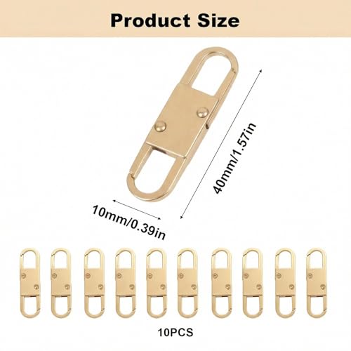 MILAKE 10 Pcs Premium Anti-Theft Zipper Lock, Small Clips for Bags, Backpacks, Purses, Luggage, Zipper Pull Replacement, Durable Multi-Color Set for Travelers, Hikers, and Daily Commuters (Gold) - color: gold