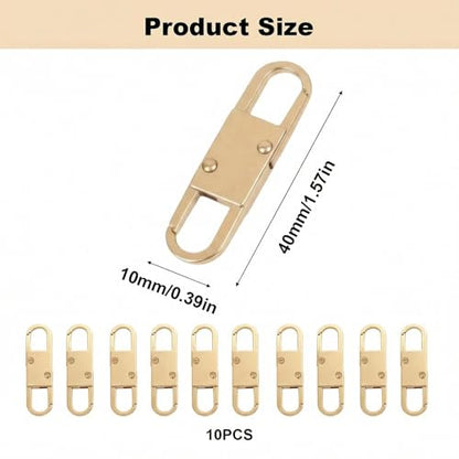 MILAKE 10 Pcs Premium Anti-Theft Zipper Lock, Small Clips for Bags, Backpacks, Purses, Luggage, Zipper Pull Replacement, Durable Multi-Color Set for Travelers, Hikers, and Daily Commuters (Gold) - color: gold