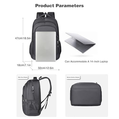 Large Capacity Travel Laptop Backpack, durable and lightweight, 4 compartments, waterproof front, breathable back (gray) - color: Gray