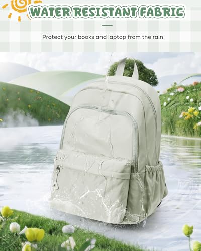 winspansy Backpack for School Teenage Girls Boys,Waterproof Lightweight School Bags Travel Daypack Simple Cute College Backpack Rucksack for Women Men fit 14 Inch Laptop,Light Green - color: A1-light Green