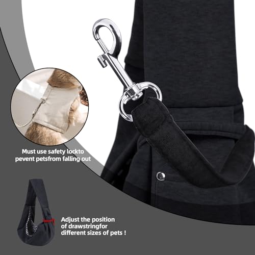 Dog Carrier Sling - Reversible Puppy Carrier Purse with Storage Pocket, Hand-Free Dog Sling Carrier for Carry Small Dogs and Cats, Travel Safety Harness, Dog and Cat Harness(Black) - color: Black