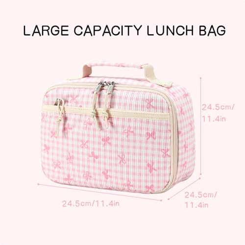 LEDAOU Lunch Box Kids Insulated Lunch Bag Girls Toddler Reusable Lunchbox for School Picnic Hiking (Bowknot-Pink) - color: Bowknot-Pink