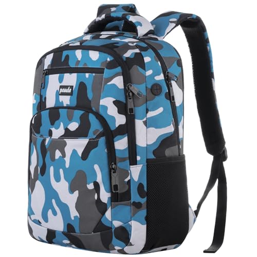 Paude Backpack for Men,College Backpack School Bookbag for Teens,Laptop Bookbag with USB Port and Headphone Hole,Camouflage Blue - color: Camouflage Blue, size: 15.6 inch