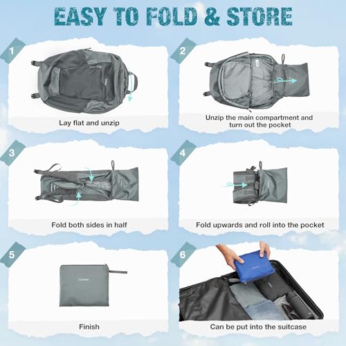 G4Free 18L Hiking Backpack Small Lightweight Foldable Packable Travel Daypack with Thickened Back Panel for Men Women (Grey) - color: Grey