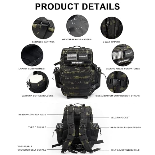 SAHARA - Raider Series Travel Bag & Laptop Backpack for Laptops up to 17.3-inch, Black Camo, (LT00091) - color: Black Camo
