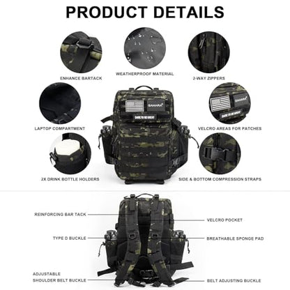 SAHARA - Raider Series Travel Bag & Laptop Backpack for Laptops up to 17.3-inch, Black Camo, (LT00091) - color: Black Camo