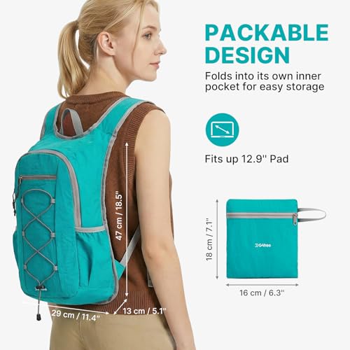 G4Free 20L Hiking Backpack Lightweight Daypack with Phone Pocket Small Packable Foldable Hiking Bag for Women Men, Peacock Blue - color: Peacock Blue