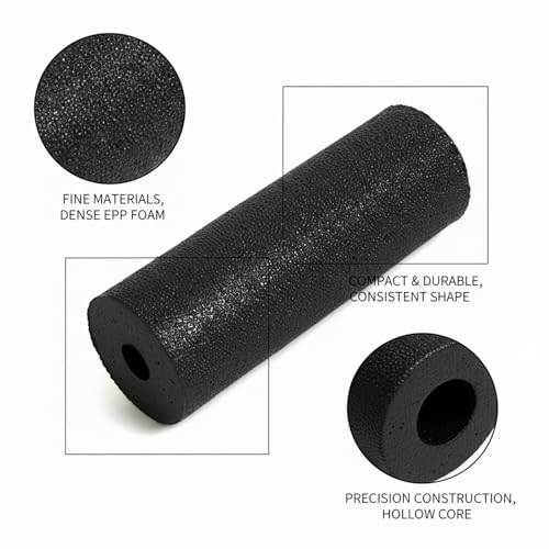 Mini EPP Foam Roller for Travel - Compact Exercise Cylinder for Yoga, Stretching & Fitness Support (Black, 1 Pack)