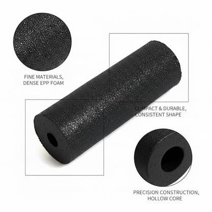 Mini EPP Foam Roller for Travel - Compact Exercise Cylinder for Yoga, Stretching & Fitness Support (Black, 1 Pack)