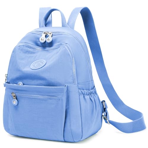 Mini Backpack Purse for Women Lightweight Nylon Casual Bag Small Daypacks for Work Travel (A Light Blue) - color: A Light Blue