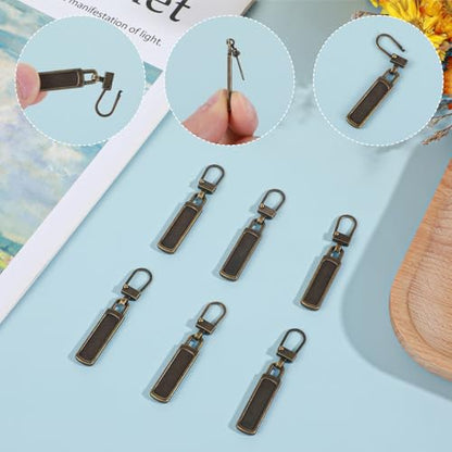 6Pcs Zipper Pull, Zipper Pulls Replacement Universal Slider Handle Mend Kit