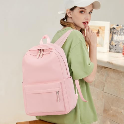 LEDAOU School Laptop Backpack for Teen Girls Lightweight 15.6 inch Bookbag for College Middle High School Women Casual Travel Daypack - color: Pink