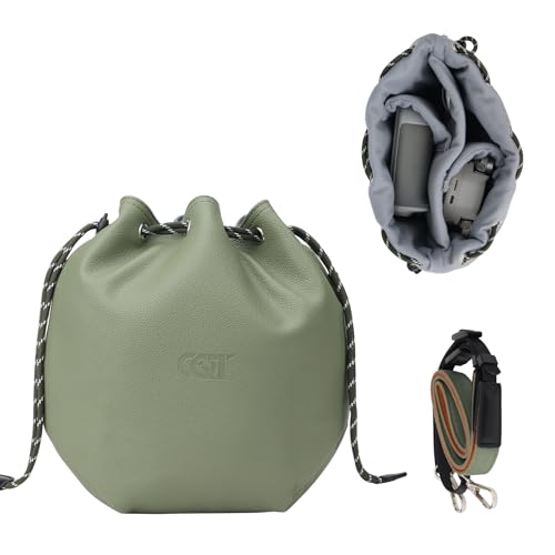 CQT Drawstring Osmo 360 Mini 3 4 Pro Bag, Drone PU Leather Crossbody shoulder Bag Pouch Handbag Waterproof Storage Bag for DJI Mavic MINI 4 3 PRO 2 SE 4K and NEO 2 Drone Accessories (Olive Green) - color: Olive Green