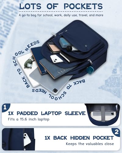 Backpack for Middle High School Teen Boys Girls Large College Bookbag with Laptop Compartment Back to School Book Bags Mochilas Escolares para Niños Niñas Adolescentes (Dark Blue, Solid) - color: Dark Blue