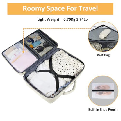 Taygeer Travel Backpack for Women, Carry On Backpack with Shoe Pouch, TSA 15.6" Laptop Back Pack Flight Approved, College Gym Bag Casual Daypack for Weekender Business Hiking,Beige | TSA 15.6" Laptop Back Pack Flight Approved, College Gym Bag Casual Daypa