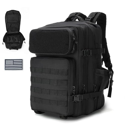 gracedon Military Tactical Backpack for Men and Women Army Camping Daypack Bug out Bag 45l Asault Pack for Travel Hiking (Black) - color: Black