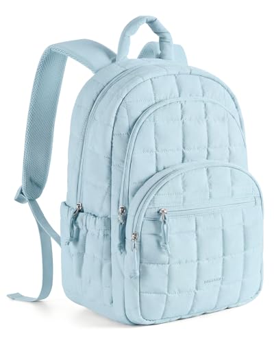 BAGSMART College Laptop Backpack, Travel Backpack for Women, Quilted Casual Daypack, Water-Resistant Bookbag for 15.6 Inch Laptop, Sky Blue - color: Sky Blue, size: Standard 15.6 Inch