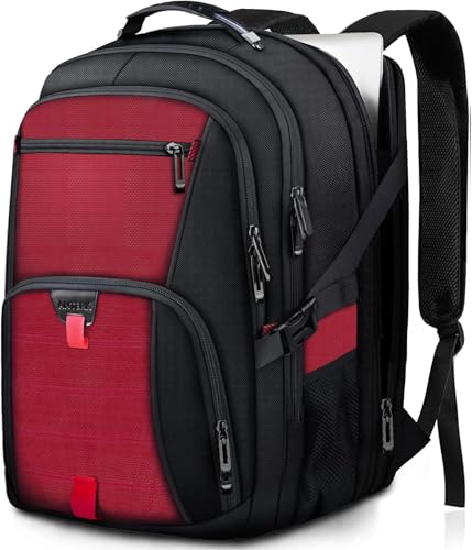 ANTERK Extra Large Backpack, Travel Laptop Backpack, Sturdy TSA Water Resistant 17.3 Inch Carry on Backpacks, Anti Theft Business Computer Backpacks Gifts for Men Women, Red - color: Red, size: 17 inch