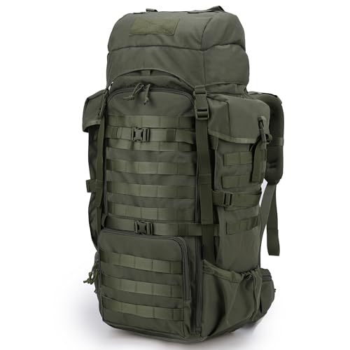 Mardingtop 70L Internal Frame Backpack for Hunting,Camping,Hiking Backpacking Backpack with Rain Cover - color: Ranger Green