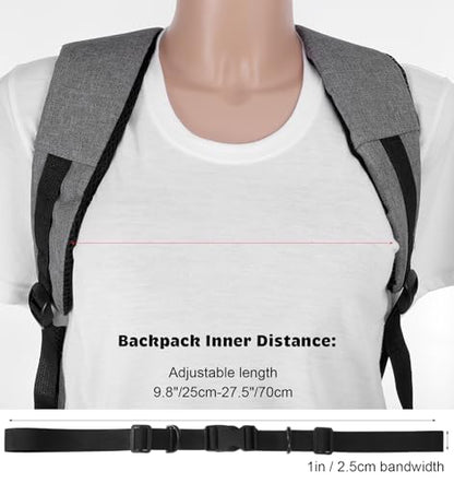 2Pcs Backpack Chest Straps, Black Adjustable Add Chest Strap to Backpack, Heavy Duty Elastic Chests Belt with Quick Release Buckle Clip, Comfortable Fit for Hiking, Camping, and Travel
