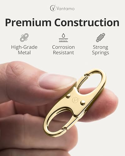 Vantamo Premium 4 Zipper Clips Anti Theft for Backpack, Luggage & Purse, Pull Replacement Zipper Locks, Purse Clip for Travel - color: Silver & Yellow Gold