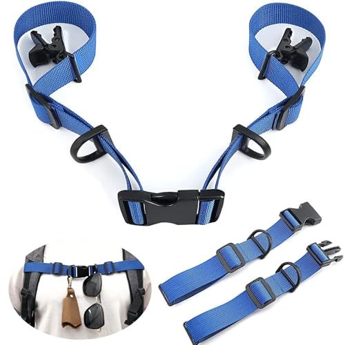 2 Pcs Adjustable Backpack Sternum Straps Chest Belt Hardness Strap with Anti-slip Fixed Clips for Camping Hiking - color: Blue
