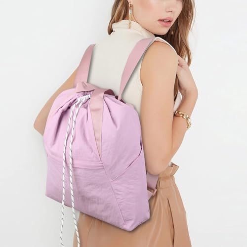 Valleycomfy Drawstring Backpack with Wet Pocket,Waterproof Drawstring Bag,Gym Backpack for Beach,Pool,Swim and Travel,Purple - color: Purple