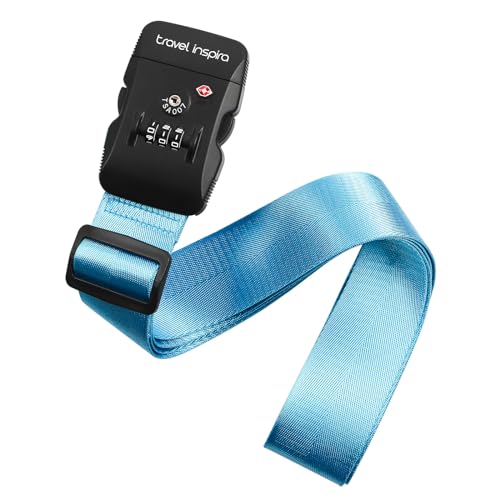 Travel Inspira Luggage Straps for Suitcases with TSA Lock, Protect Your Luggage Anti-Burst, High Visibility Color, Easy to Identify Luggage Adjustable Heavy Duty Belt for 20-28 Inch Suitcases - color: Blue