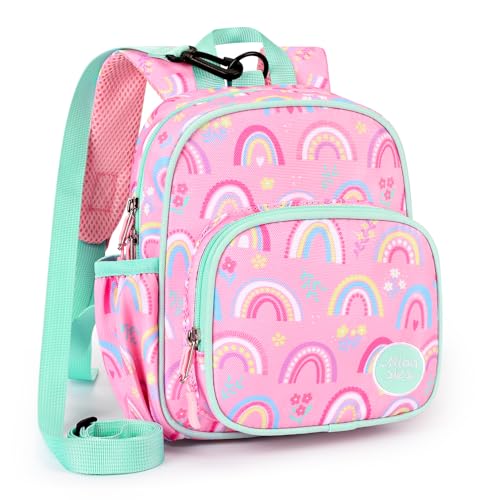 mibasies Backpack Leash for Toddlers 1-3: Baby Backpack for Girls with Anti-Lost Harness - Rainbow Pink - color: Rainbow, style: Leash (Age 1-2)