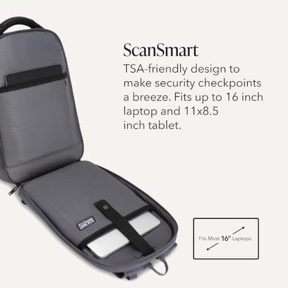 SwissGear Travel Tech Pro Laptop Backpack – Fits Laptops up to 16” – ScanSmart TSA-Friendly Backpack with Multiple Organizer Pockets – Charcoal - color: Charcoal, style: Travel Tech Pro