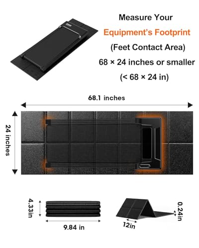 Treadmill Mat for Carpet & Hardwood Floors, 68" x 24", 1/4" Thick Under Treadmill and Walking Pad Mat, Non-Slip Exercise Equipment Mat for Bike, Noise & Shock Absorbing - size: 68"L x 24"W x 0.24"Th
