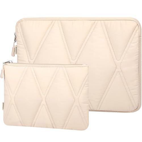 Voova Puffy Laptop Sleeve Case 14 15 Inch Compatible with MacBook Air 15 M2/M3/M4 2022-2025, MacBook Pro 15, Hp chromebook 14, Cute Computer Cover Bag with Accessories Pouch, Apricot - color: Apricot, size: 14-15 Inch