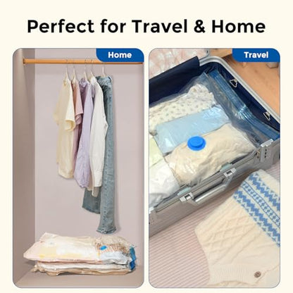 ETENWOLF Vacuum Storage Bags for Travel with Rechargeable Wireless Pump, Vacuum Seal Bags for Clothes and Travel, Space Saver Bags in Carry-On Sizes, Perfect for Luggage and Suitcases, 12 Combo - size: 12 Combo Size-E