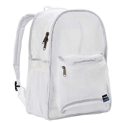 K-Cliffs Heavy Duty Mesh Backpack Quality Classic Student Net Bookbag Durable See Through Simple Netting Daypack Basic School Bag White - color: White