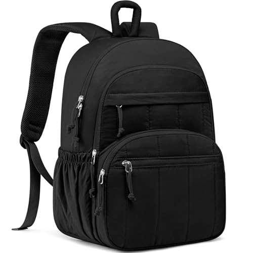 Travel Laptop Backpack for Women Bookbag: Quilted 15.6 Inch College Back Pack Lightweight Casual Bag Water Resistant Daypack for Students Girls Business Computer Back Pack for Work Black - color: 1-black, size: 15.6 Inch